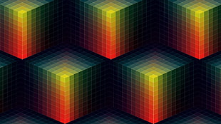 red and black table lamp, Andy Gilmore, colorful, cube, 3D HD wallpaper