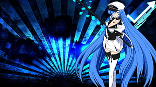 female anime character holding black rod HD wallpaper