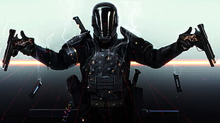 two black automatic pistols and black shoulder pads, Last Man Standing: Killbook of a Bounty Hunter, digital art HD wallpaper