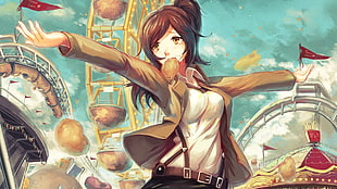 short haired female anime character illustration