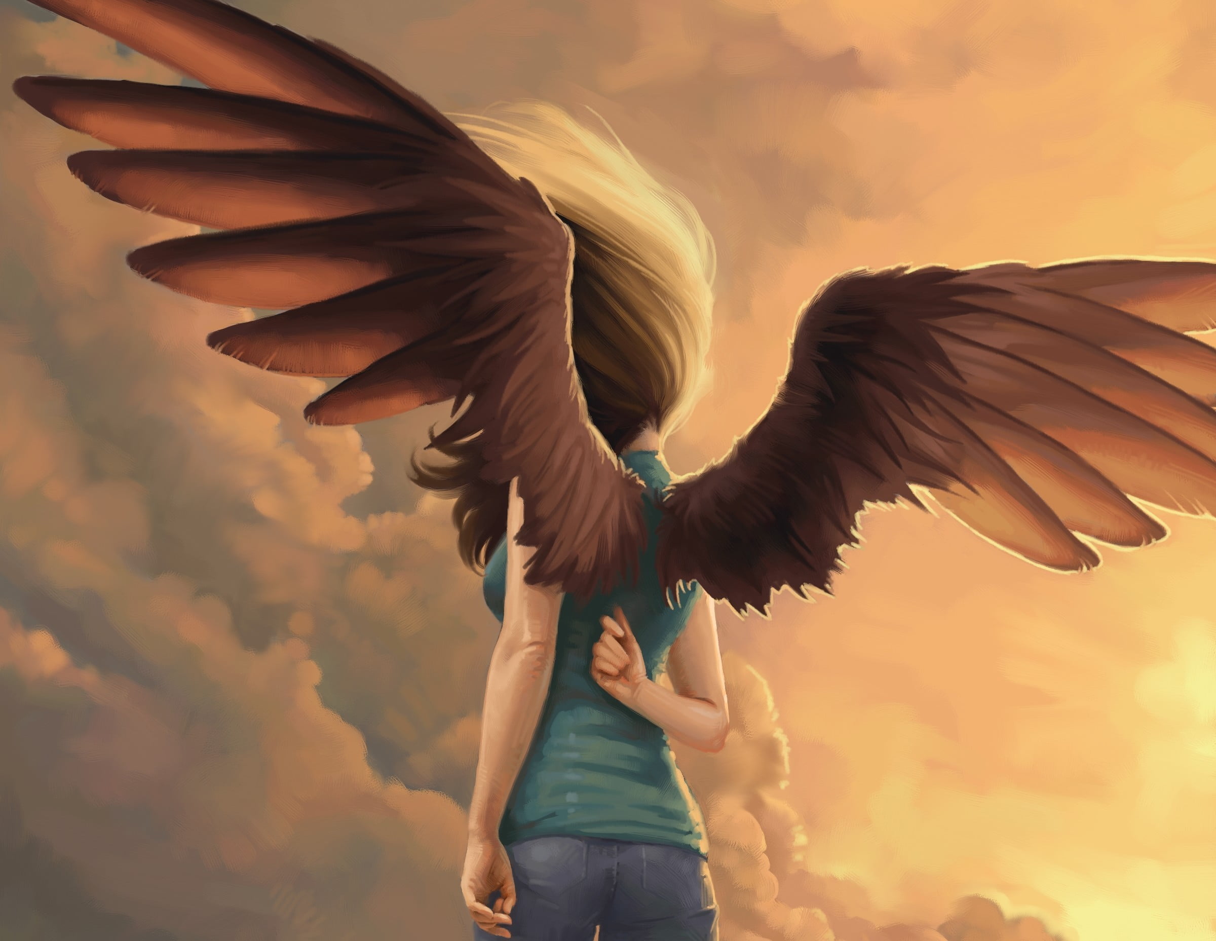 angel painting, angel, wings