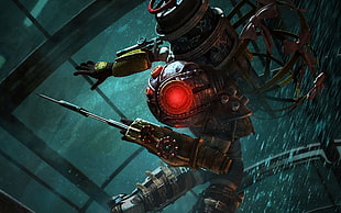 robot illustration, BioShock 2, BioShock, video games, big sister