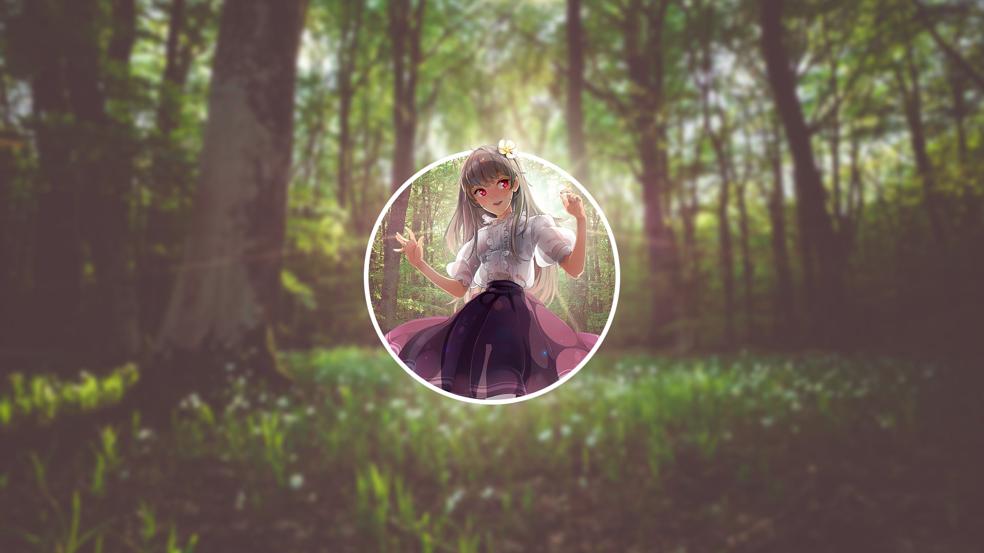 female anime character illustration \, anime, blurred, minimalism, nature