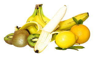 Banana, lemon, and Kiwi fruits HD wallpaper