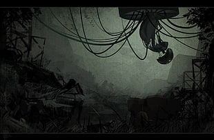 grey garage illustration, drawing, Portal 2, Portal (game)