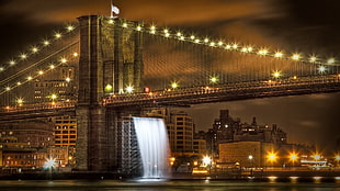 Brooklyn Bridge during night time