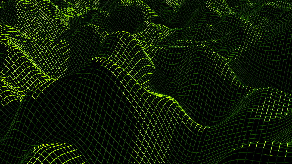 green 3D mountain illustration, abstract, 3D, render, hills HD wallpaper