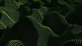green 3D mountain illustration, abstract, 3D, render, hills HD wallpaper
