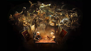 The Witcher Geralt digital wallpaper, Gwent, The Witcher 3: Wild Hunt, Geralt of Rivia, Cirilla