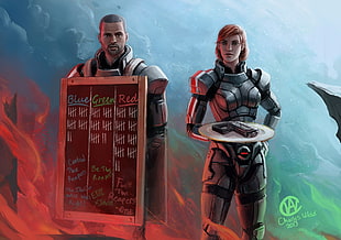 Charles Wider 2013 fictional character illustrations, Mass Effect, BioShock Infinite, crossover