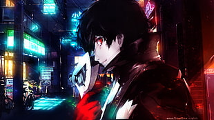 man with red eyes anime character HD wallpaper