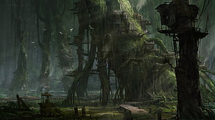 giant tree, fantasy art HD wallpaper