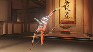 red and white composite bow, Overwatch, Hanamura (Overwatch)