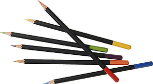 six assorted-color coloring pencils HD wallpaper