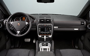 black car steering wheel, car, Porsche