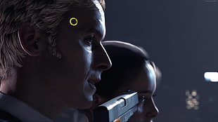 man pointing gun on woman's right eye movie clip