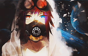 anime character with mask illustration, anime, Vocaloid, Megpoid Gumi, gas masks