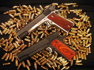 two pistol guns with ammunition