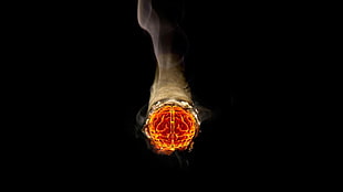 red human brain illustration, cigarettes, brain