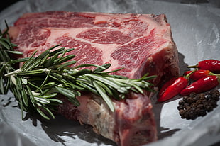 fresh meat, Meat, Rosemary, Steak