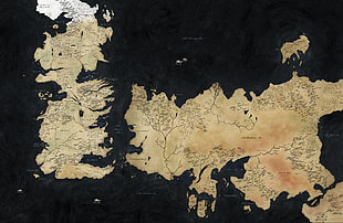 black and white floral textile, Game of Thrones, map