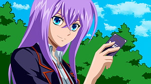 purple haired anime character photo