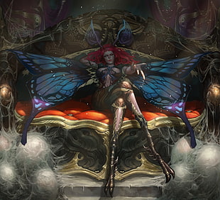 female with wing character wallpaper, magic, fantasy art