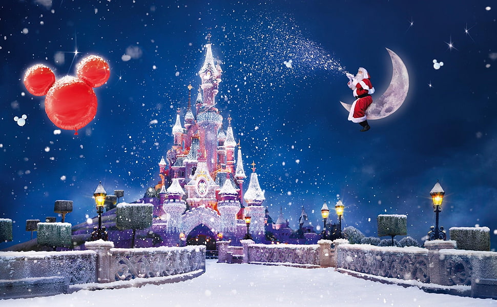 Disneyland Castle Christmas e-poster HD wallpaper
