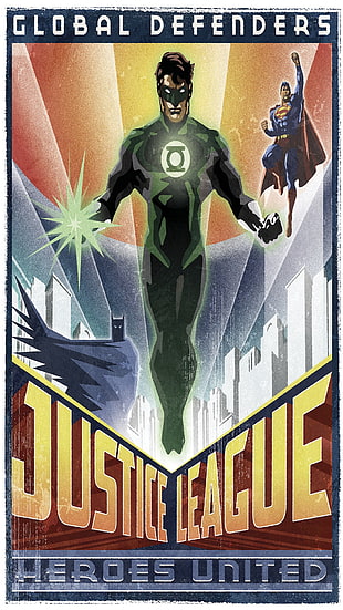 Justice League comic book cover, Justice League, men, Batman logo, Superman