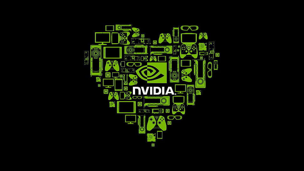 Nvidia logo, Nvidia, heart, controllers HD wallpaper