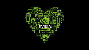 Nvidia logo, Nvidia, heart, controllers
