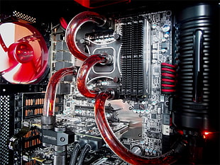 black deep cool motherboard, computer, water cooling HD wallpaper