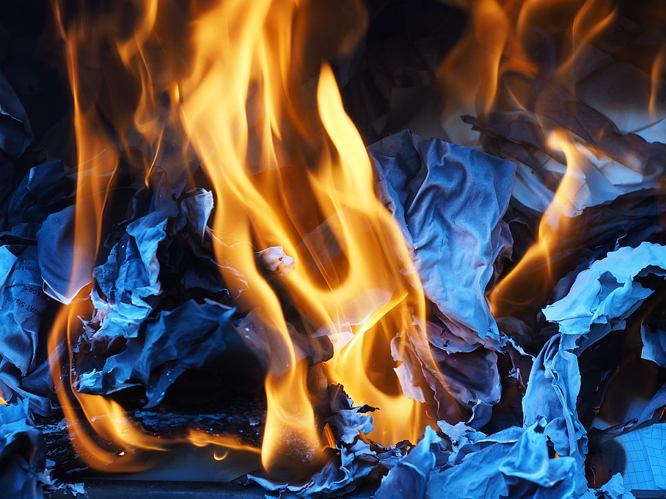 blue paper burning HD wallpaper