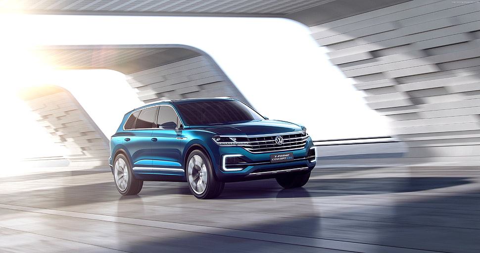time lapse photography of blue Volkswagen SUV HD wallpaper