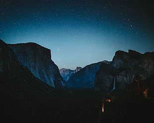 Mountains,  Starry sky,  Night,  Peaks HD wallpaper