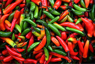 green and red chilli lot HD wallpaper