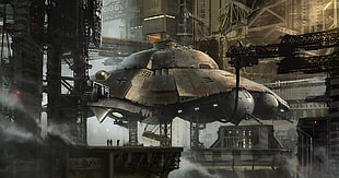 spaceship digital art, UFO, science fiction, flying saucers HD wallpaper