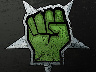 green fist illustration, fists, hands, Hulk
