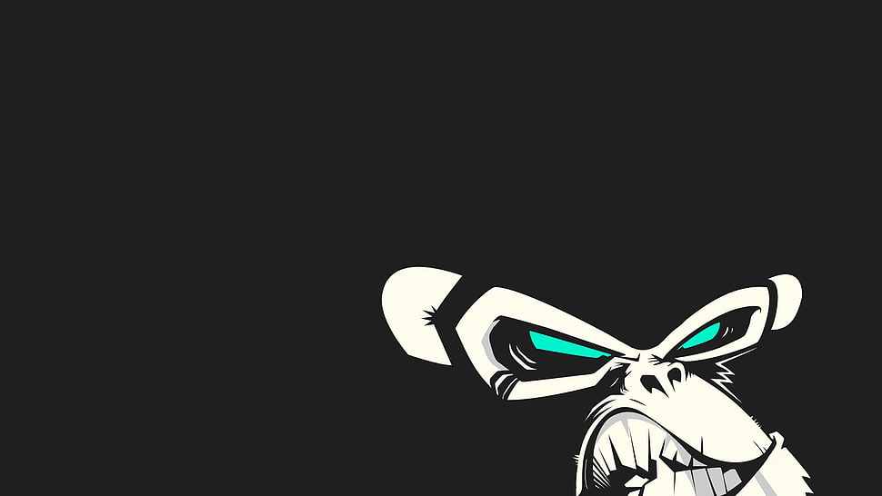 black and white monkey illustration, minimalism, monkey, artwork HD wallpaper