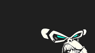 black and white monkey illustration, minimalism, monkey, artwork