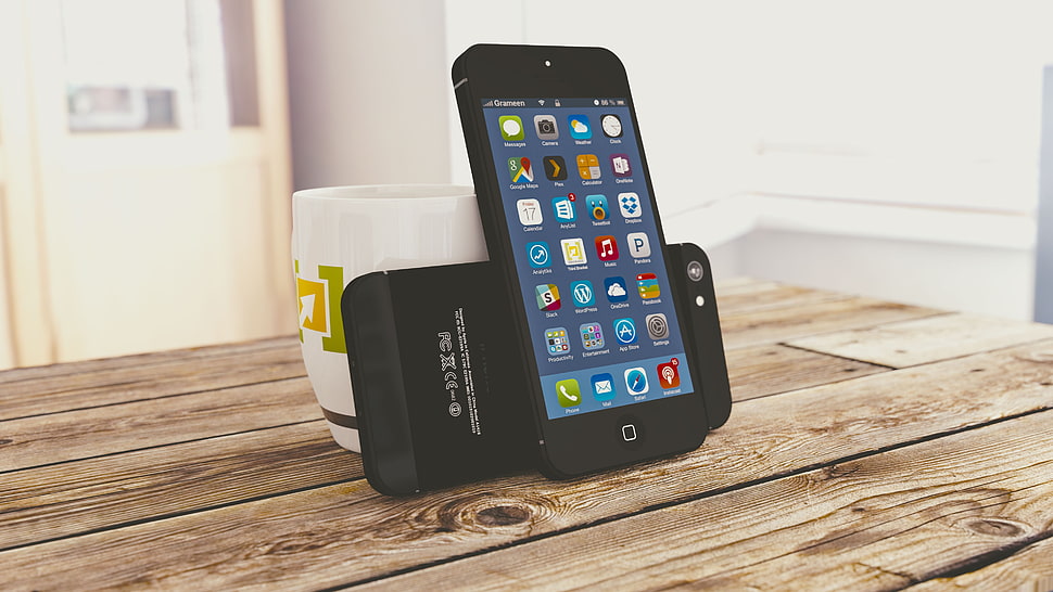 black iPod touch wit black case HD wallpaper