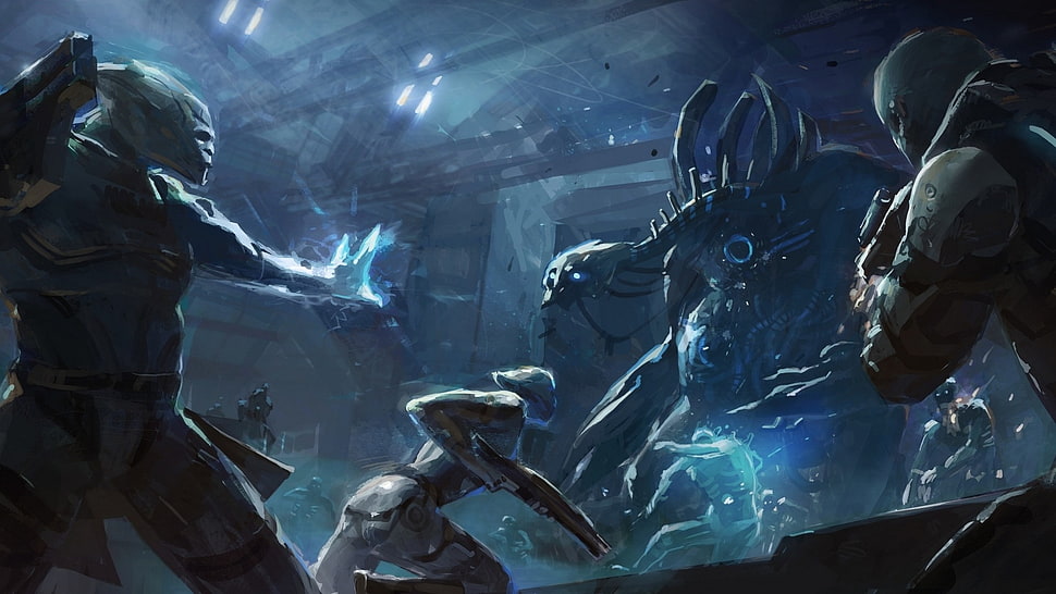 space-themed battle illustration, Mass Effect, Liara T'Soni HD wallpaper
