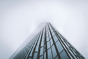 black high-rise building, Skyscraper, Building, Fog
