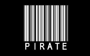 Pirate barcode logo, piracy, barcode, monochrome, minimalism