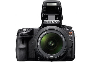 black Sony DSLR camera