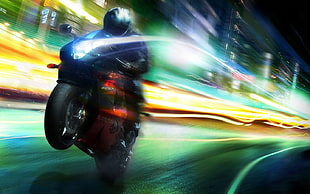 time lapse photography of man riding on sports bike HD wallpaper