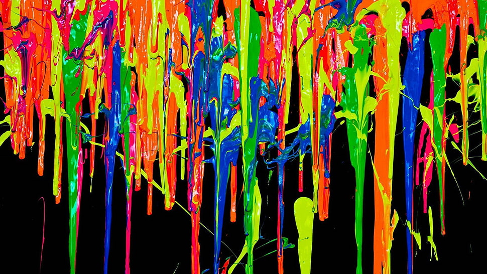 multicolored painting, paint splatter, painting HD wallpaper