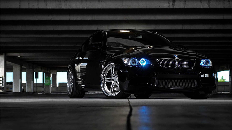 black BMW coupe, car, BMW, black cars, vehicle HD wallpaper