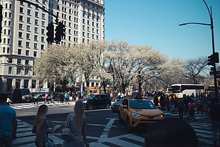 orange SUV, photography, people, New York City, New York Taxi HD wallpaper