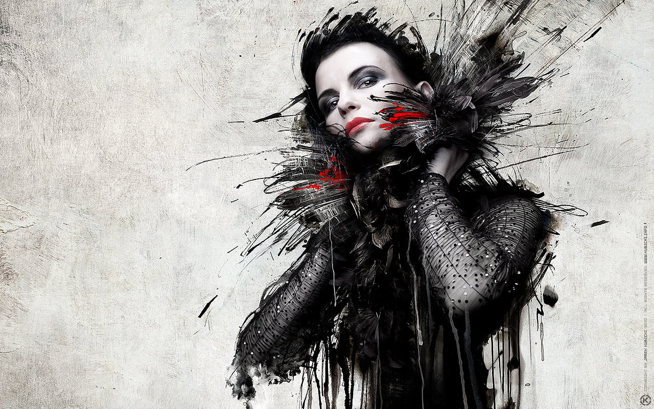 women's black top illustration, photo manipulation, texture, grunge, women